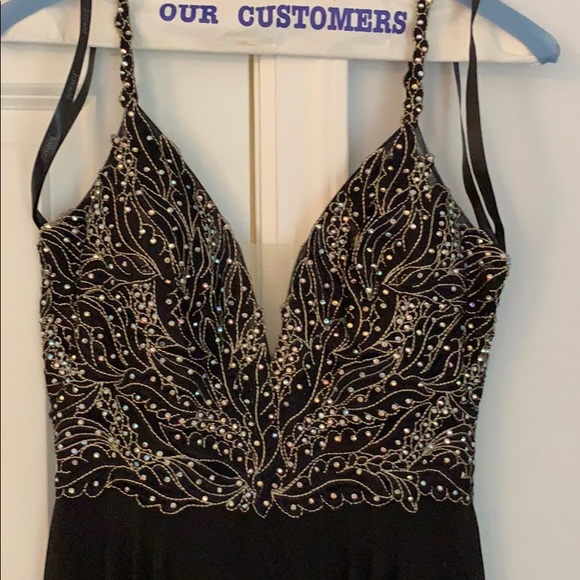 Formal, sequenced beaded spaghetti strap dress. - Picture 2 of 5